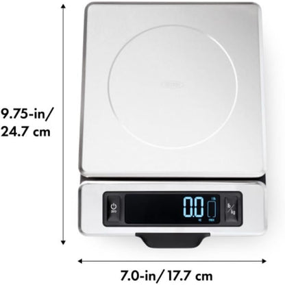 OXO Good Grips 11-Pound Stainless Steel Kitchen Scale with Pull-Out Display - Black