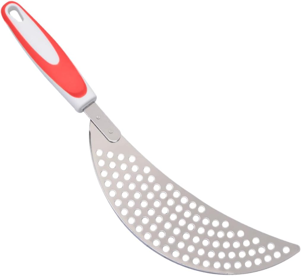 LABRIMP 14.57 Inch Stainless Steel Pot Strainer with Handle Pan Drainer Clip-on Kitchen Pasta Draining Tool for Safe Water Separation and Food Straining