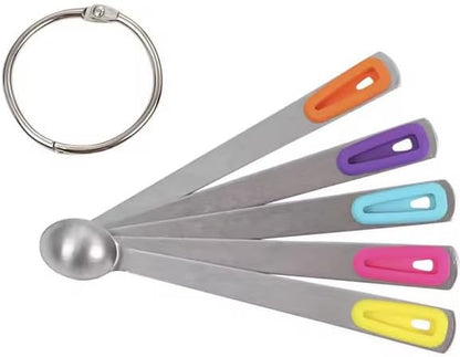 Measuring Spoons Set, Mini Tiny Tsp Teaspoon Measuring Spoons, Small Stainless Steel Measure Spoon 1/64, 1/32, 1/16, Teaspoon with Silicone Handle for Spice