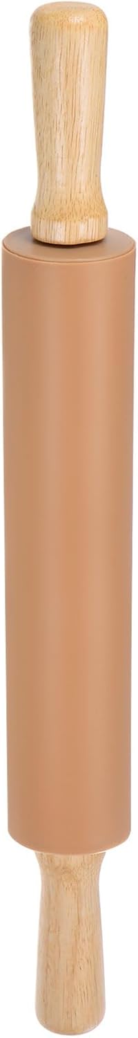 HARFINGTON Silicone Rolling Pins for Baking 12.2 Inch Non-Stick Silicone Surface Wooden Handle Rolling Pin Small Roller Playdough Rolling Pins for Fondant Kitchen Dough Pizza, Green