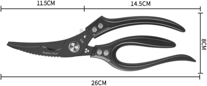 Professional 10-Inch Heavy-Duty Kitchen Shears Ultra-Sharp Stainless Steel Scissors for Cutting Meat, Poultry, Fish, Herbs & Vegetables (Black)