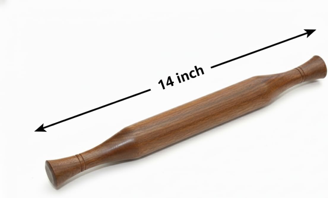 Wooden Rolling Pin Belan for Kitchen Chapati Chapati Roller Papad Wooden Rolling Pin Roller (Brown_14inch)