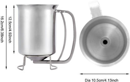 800ml Stainless Steel Pancake Batter Dispenser - Great for Baking,Cupcakes,Muffins-Cooking Crepes,Waffles- Easyflow Spout -Measuring Gauge in Mls and cups