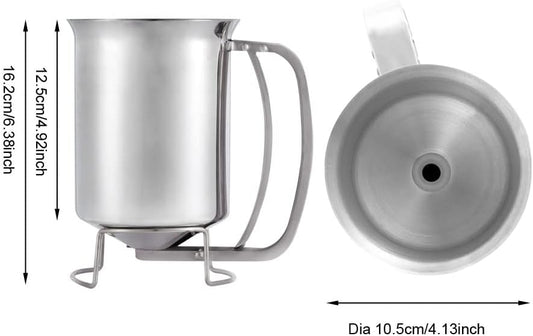 800ml Stainless Steel Pancake Batter Dispenser - Great for Baking,Cupcakes,Muffins-Cooking Crepes,Waffles- Easyflow Spout -Measuring Gauge in Mls and cups