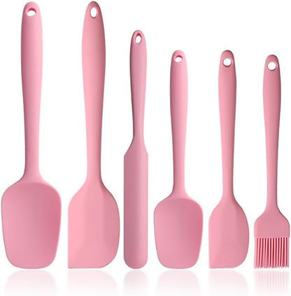 6-Piece Silicone Spatula Set | One-Piece Seamless | Heat-Resistant | Nonstick Safe (Pink)