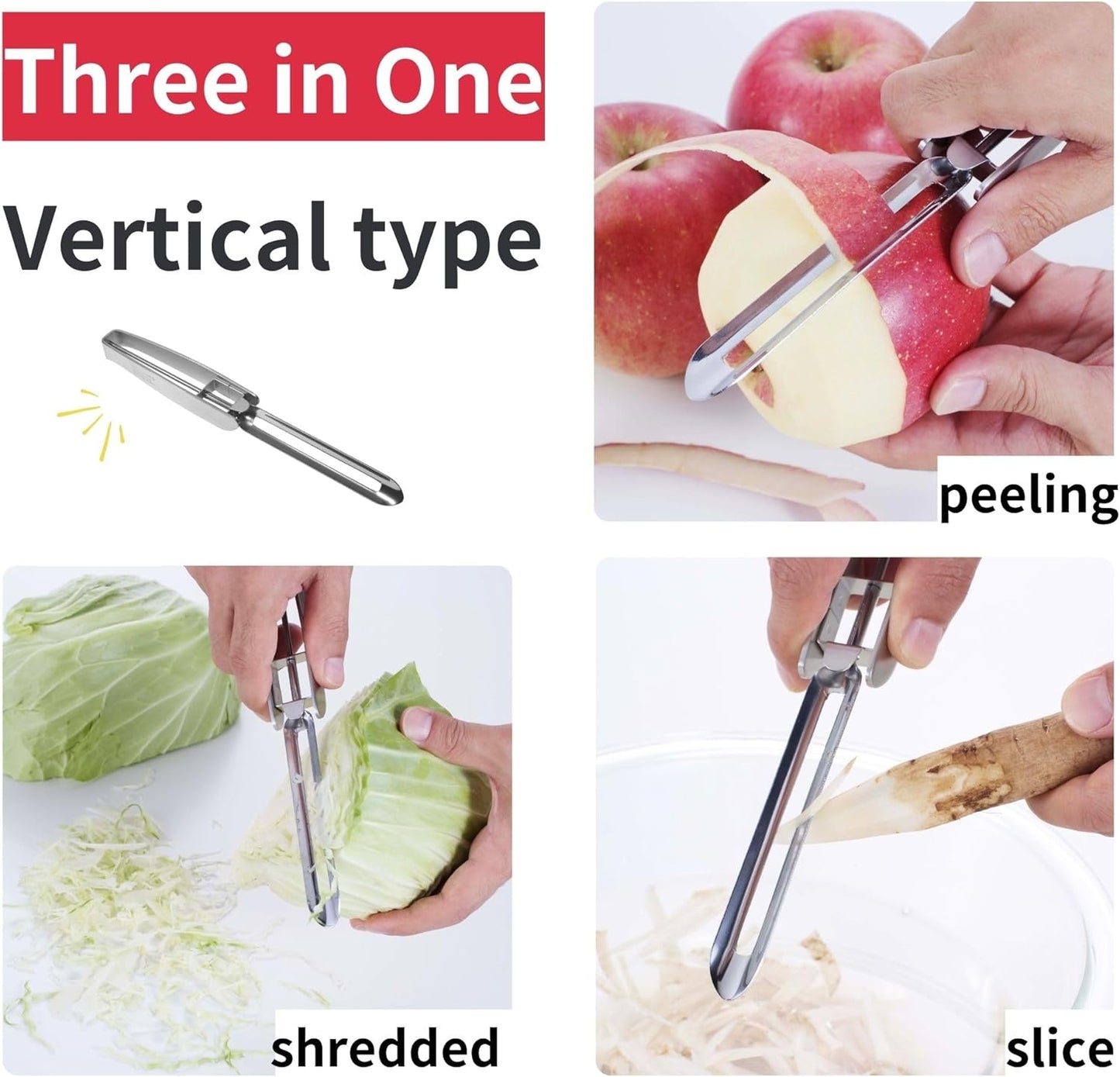 Stainless Steel Peeler Long Vegetable Peeler 8.5 inch Seki Japan | Potato Peeler Cabbage Peeler with Plastic Safety Cover