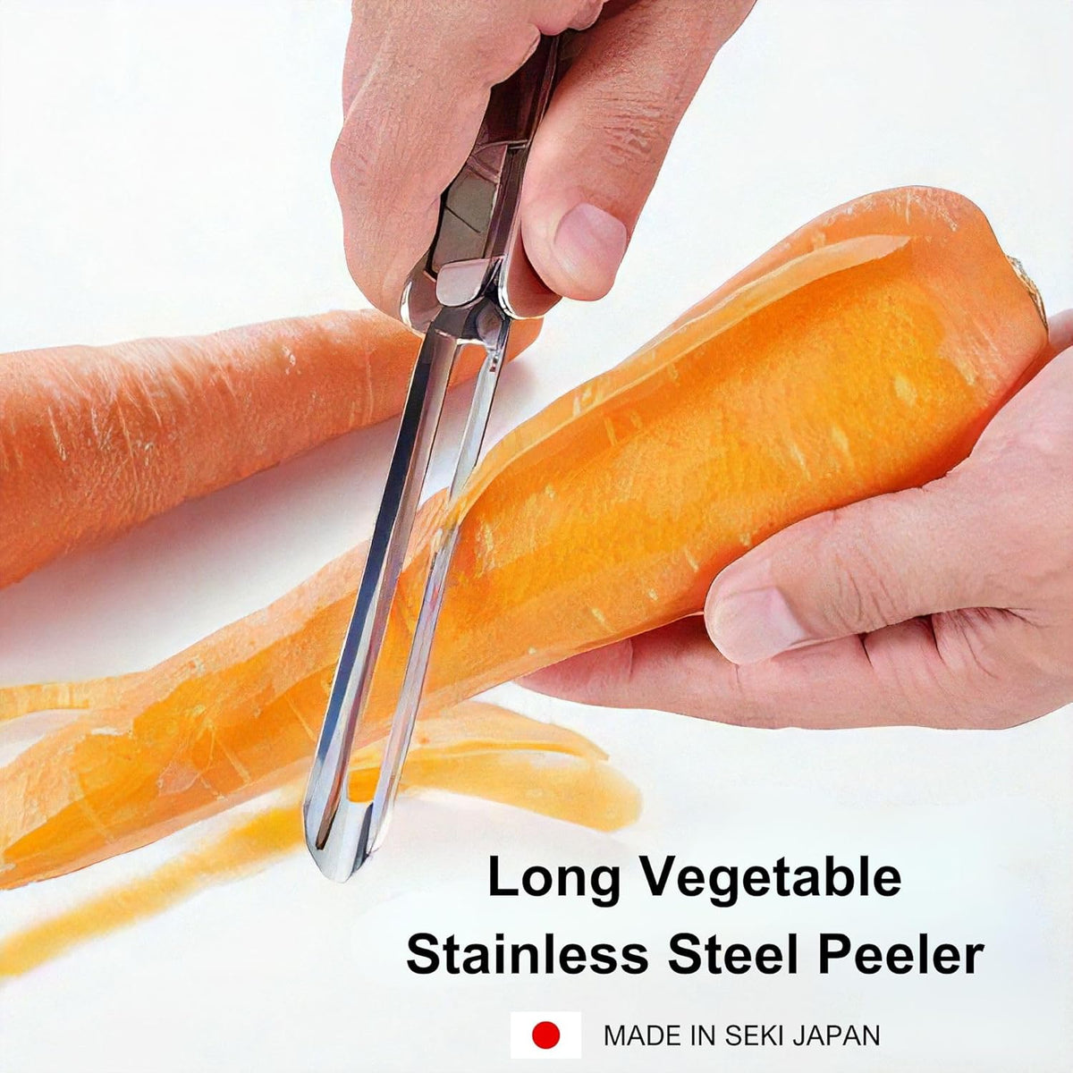 Stainless Steel Peeler Long Vegetable Peeler 8.5 inch Seki Japan | Potato Peeler Cabbage Peeler with Plastic Safety Cover