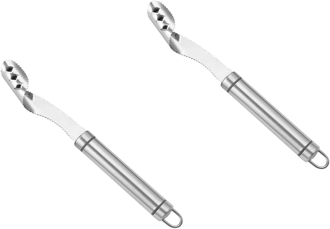2pcs Stainless Steels Pepper Seed Corer Remover, Stainless Steel Tool, Chili Corer Remover with Serrated Slice and Handle Kitchen Tools Fruit and Vegetable ﻿