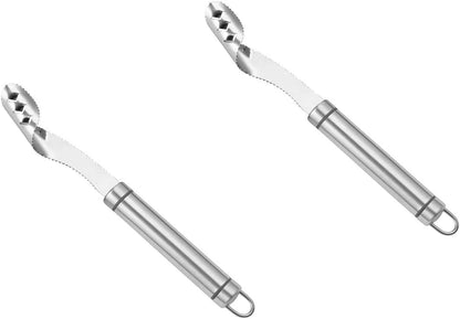 2pcs Stainless Steels Pepper Seed Corer Remover, Stainless Steel Tool, Chili Corer Remover with Serrated Slice and Handle Kitchen Tools Fruit and Vegetable ﻿