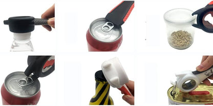 2 pack 5-in-1 Multi Function Plastic Grip Bottle Opener- Easily Opens Twist Caps, Bottle Caps, Canning Lids and Can Tabs (White)