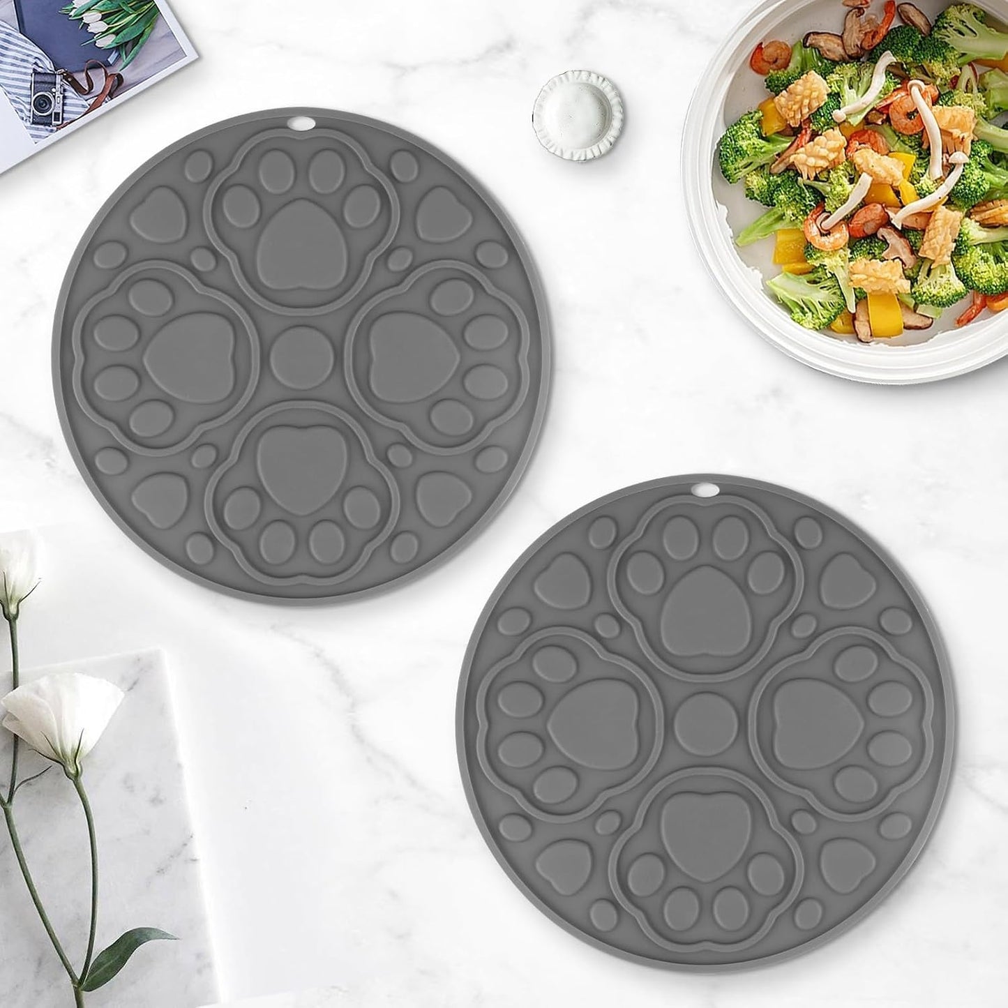7 Inch Grey Silicone Trivet Mats Set for Hot Dishes 3 Pack | Non-Slip Heat Resistant Hot Pads Holders for Kitchen, Counter, Table - Anti Stain Plate Mats for Hot Pots and Pans