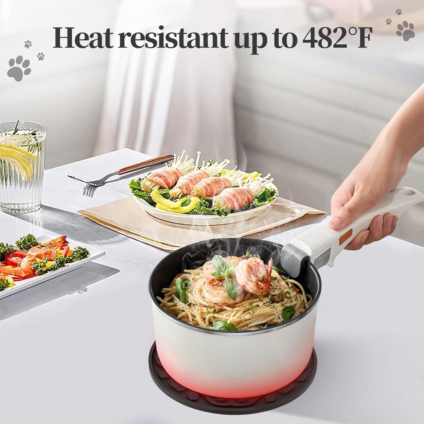 7 Inch Grey Silicone Trivet Mats Set for Hot Dishes 3 Pack | Non-Slip Heat Resistant Hot Pads Holders for Kitchen, Counter, Table - Anti Stain Plate Mats for Hot Pots and Pans