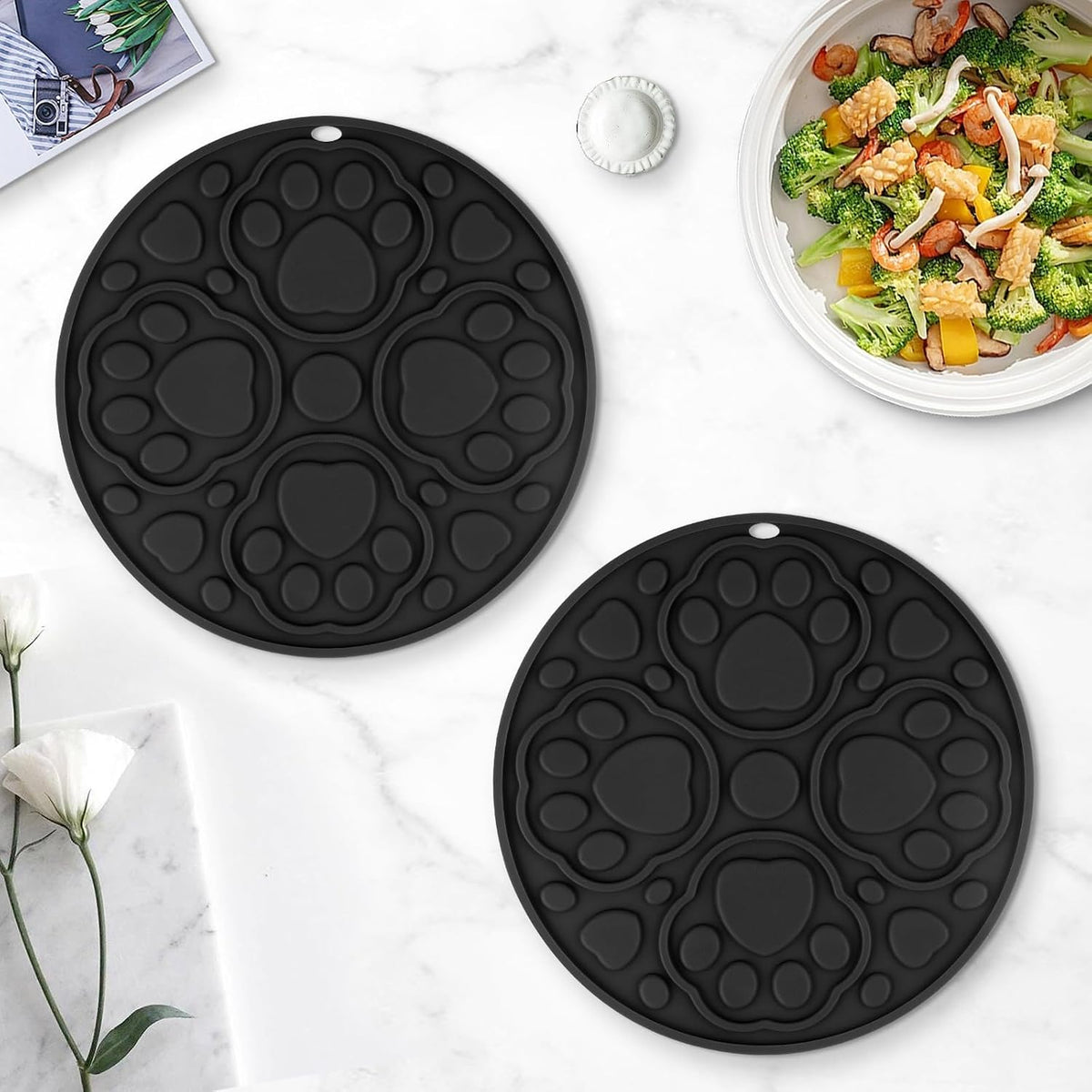 7 Inch Grey Silicone Trivet Mats Set for Hot Dishes 3 Pack | Non-Slip Heat Resistant Hot Pads Holders for Kitchen, Counter, Table - Anti Stain Plate Mats for Hot Pots and Pans