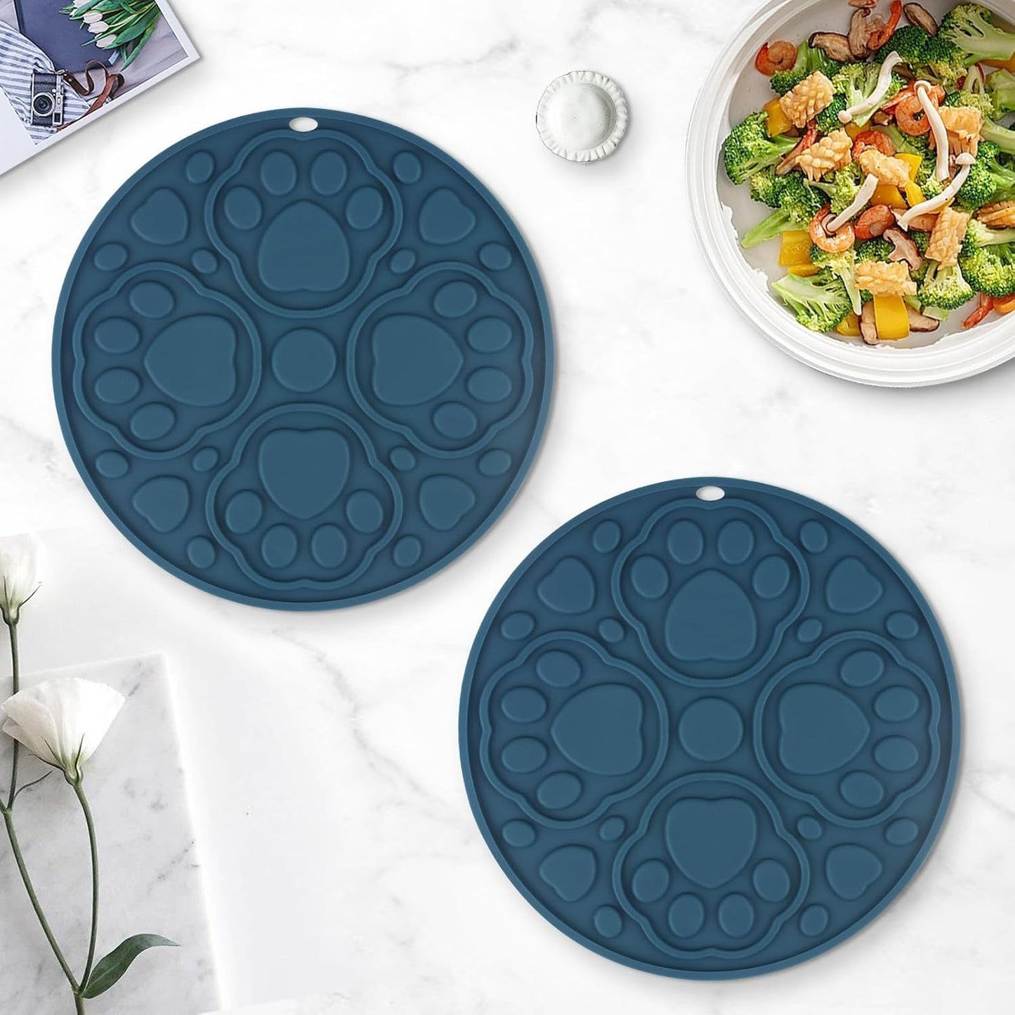 7 Inch Grey Silicone Trivet Mats Set for Hot Dishes 3 Pack | Non-Slip Heat Resistant Hot Pads Holders for Kitchen, Counter, Table - Anti Stain Plate Mats for Hot Pots and Pans