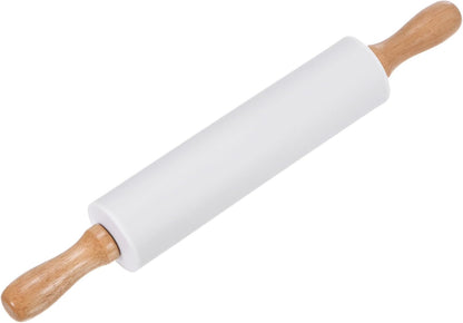 HARFINGTON Silicone Rolling Pins for Baking 12.2 Inch Non-Stick Silicone Surface Wooden Handle Rolling Pin Small Roller Playdough Rolling Pins for Fondant Kitchen Dough Pizza, Green