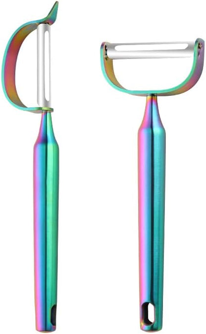 Stainless Steel Vegetable Peeler Gold 2 Pieces, with Potato Eye Remover & Swiveling Twin Blades, Y Shaped Titan Potato Peeler for Fruit & Veggie, Dishwasher Safe