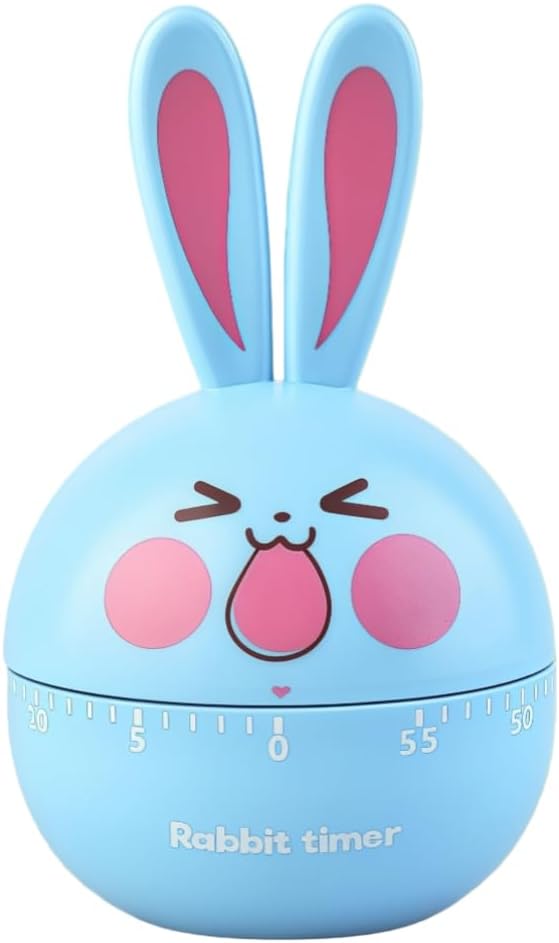 Cartoon Mechanical Kitchen Timer, 60 Minutes Countdown Timer, Mechanical Visual Timer for Kids - No Batteries Required, Kitchen Timer for Cooking, Home, Study and Classroom (Pink-A)