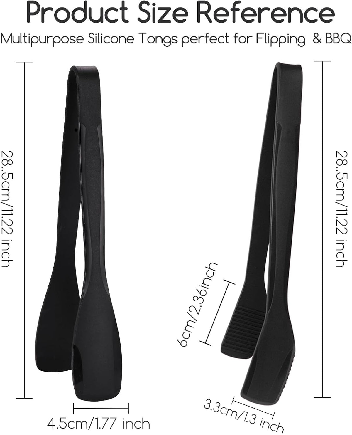 11 Inch Silicone Tongs for Cooking Heat Resistant, Lightweight Non-Scratch Stainless Steel, Kitchen & BBQ Tools with Silicone Tips for Flipping Fish, Steak, Toast & Bread (2-Pack)