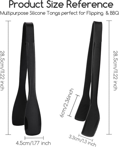 11 Inch Silicone Tongs for Cooking Heat Resistant, Lightweight Non-Scratch Stainless Steel, Kitchen & BBQ Tools with Silicone Tips for Flipping Fish, Steak, Toast & Bread (2-Pack)