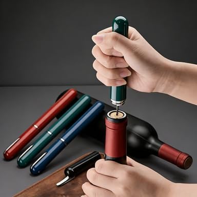 IPEROT Wine Bottle Opener, IPEROT Air Pressure Wine Corkscrew With Cutting Wine Bottle Foil Knife, Effortlessly Open Wine Bottles Without Damaging Corks, Easy-to-Use(Red)