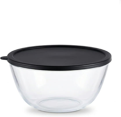 4.9 Quart Large Glass Mixing Bowl with Lid, Clear Glass Bowl for Bread Dough Mixing, Bread Making, Salad Serving, Food Prep & Storage