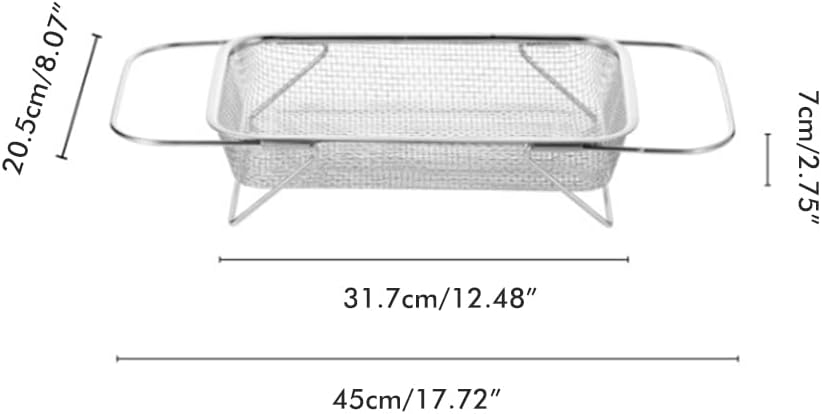 Over The Sink Colander, Expandable Fine Mesh Stainless Steel Strainers and Colanders, Stainless Steel Oval Colander with Grip Handle, Steel Colander for Strain, Drain, Rinse, for Draining Pasta