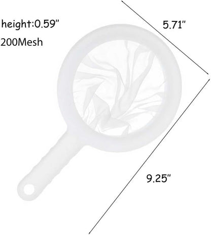 Fine Mesh Strainer with Handle, Nylon Filter Sieve for Kitchen Use, Ideal for Coffee Soy Milk Yogurt Juice Filtering (200Mesh-2PCS)