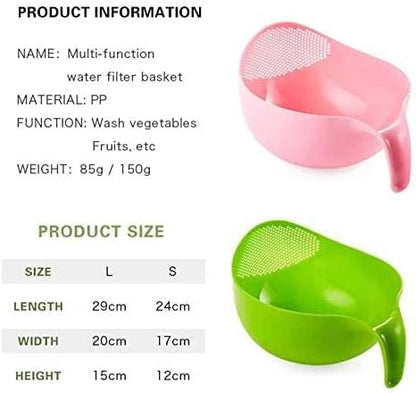 Rice Washing Filter Strainer Basket Colander Sieve Fruit Vegetable Bowl Drainer Cleaning Tools Home Kitchen Kit (S, green)