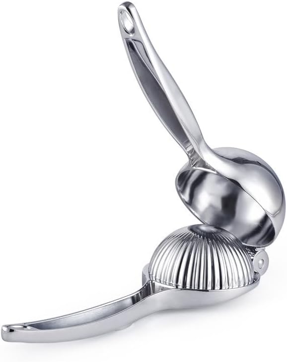Lemon Squeezer, Fast Effortless Juice Extraction with Large Metal Citrus Juicer, Maximum Yield Heavy Duty Hand Lime Squeezer, Manual Lemon Juicer Press, Easy to Use w/Stainless Steel Zester