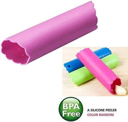 Fu Store Garlic Press 304 Stainless Steel Garlic Rocker Mincer Food Grade with Silicone Peeler Garlics, Color Random Peeler