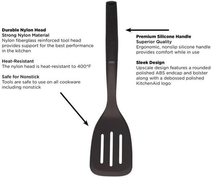 KitchenAid Classic Nylon Slotted Turner, 13.66-Inch, Black