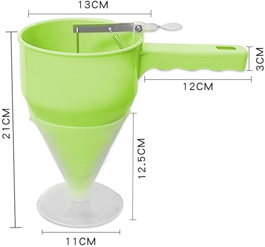 ABS Batter Dispenser Funnel with Plunger for Pancakes, Waffles, Cupcakes, Muffins, Crepes, Takoyaki Balls and Chocolate, Precise Baking Tool for Home Kitchens and Bakeries, Dishwasher Safe, White(A)