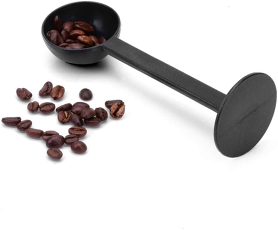 2 Pcs Coffee Scoop for Ground, Espresso Bean Spoon Espresso Tamper Tablespoon Measure Spoon with Pressed Bottom for Coffee Bean Press Coffee Grinding Pressing, Black