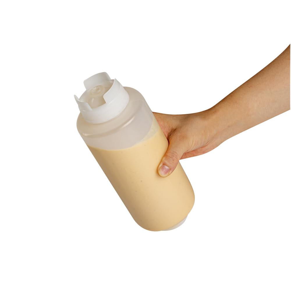 Restaurantware 16oz. FIFO Inverted Plastic Squeeze Bottle with Refill and Dispensing Lids - First In First Out - Perfect for Restaurants Catering and Food Trucks - 1ct box