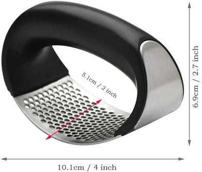 Stainless Steel Garlic Press Rocker with Ergonomic Handle, Manual Garlic Mincer Crusher, Easy to Clean Kitchen Tool