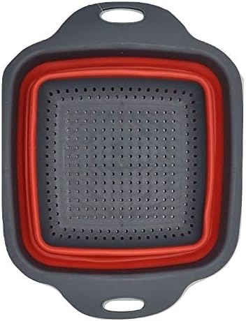 Handy Housewares Space Saving Collapsible Silicone Kitchen Colander Food Strainer (Red)