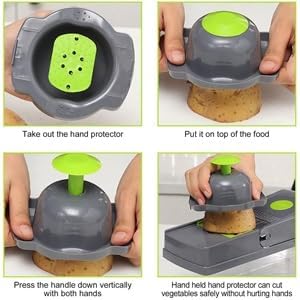 14-in-1 Vegetable Chopper with Container, Onion Chopper Dicer, Multifunctional Food Slicer and Grater with 7 Blades, Safe Mandoline Slicer for Kitchen, Vegetable Cutter for Potato, Tomato, Onion