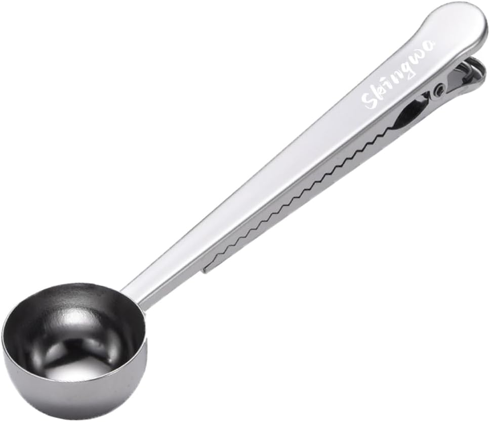 Coffee Scoop with Bag Clip, Multi-Function Milk Powder Measuring Spoon, 20ml (Black)