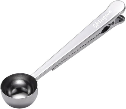Coffee Scoop with Bag Clip, Multi-Function Milk Powder Measuring Spoon, 20ml (Black)