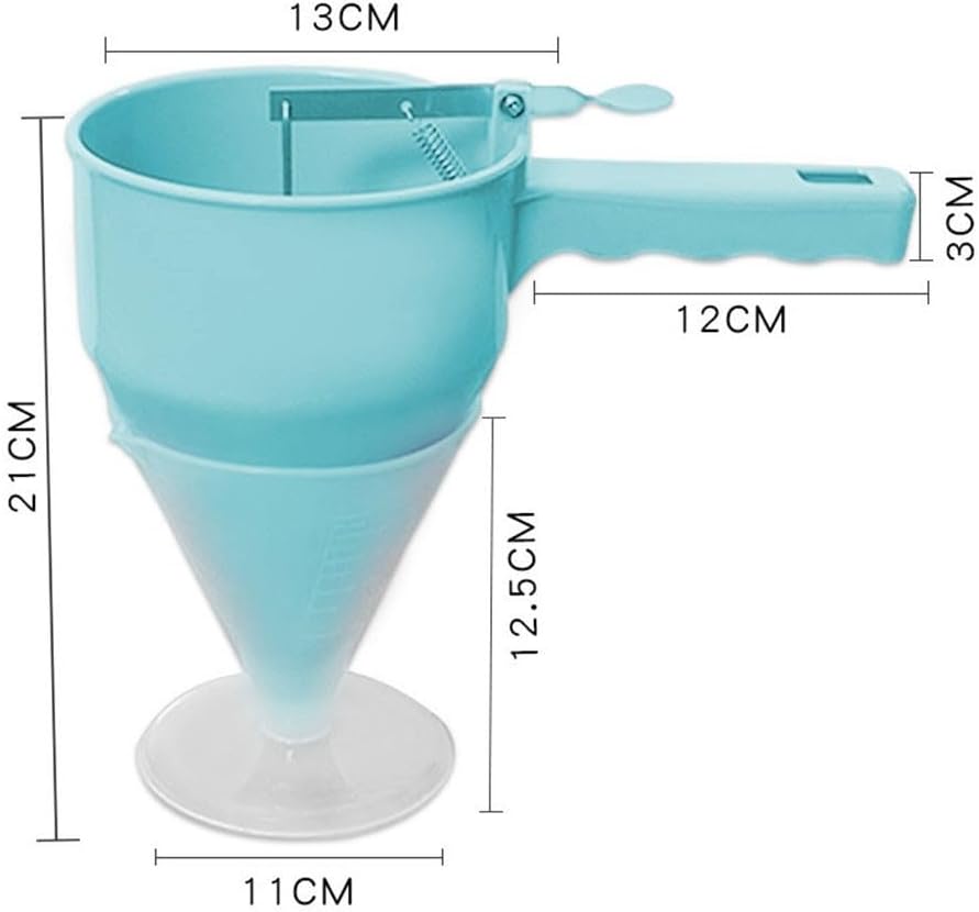 ABS Batter Dispenser Funnel with Plunger for Pancakes, Waffles, Cupcakes, Muffins, Crepes, Takoyaki Balls and Chocolate, Precise Baking Tool for Home Kitchens and Bakeries, Dishwasher Safe, White(A)