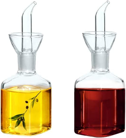 LandHope Oil Bottle Glass Olive Oil Dispenser Bottle Glass Cooking Oil Vinegar Measuring Dispenser with Spout for Kitchen and BBQ (500 ml/17 oz,2 Pack)