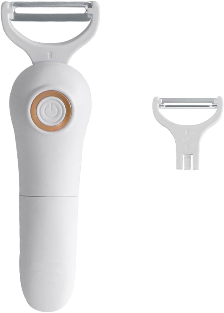 2-in-1 Electric Peeler | Auto Blade for Fruits/Vegetables | 2 Interchangeable Blades | 2*AAA | Kitchen, Travel, Camping