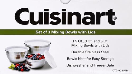 Cuisinart Mixing Bowl Set, Stainless Steel, 3-Piece, CTG-00-SMB