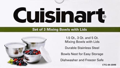 Cuisinart Mixing Bowl Set, Stainless Steel, 3-Piece, CTG-00-SMB