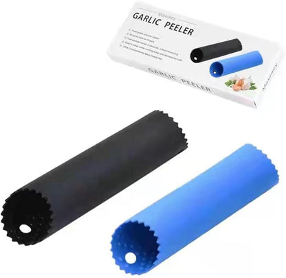 2 Set Silicone Garlic Peeler Easy Roller Tube Useful Garlic Odorfree Kitchen Tool (Black,Clear)