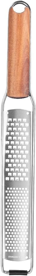 Lemon Zester & Cheese Grater Combo - Stainless Steel Grater for Parmesan, Wood Handle, Garlic, Ginger, Chocolate & Fruits - Perfect for Baking, Cooking & Garnishing (DUAL DESIGN)