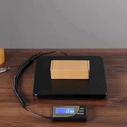 Amazon Basics Digital Postal Shipping Scale with Tare Function, AC Adapter, 65 lb Capacity, 0.1 oz Readability, LCD Display, Black