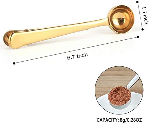 Coffee Scoop Clip Stainless Steel Tablespoon Coffee Spoon With long handle Multifunction Sealing Bag Clip For Tea, Coffee, Protein Powder, Instant Drinks, Kitchen Tools