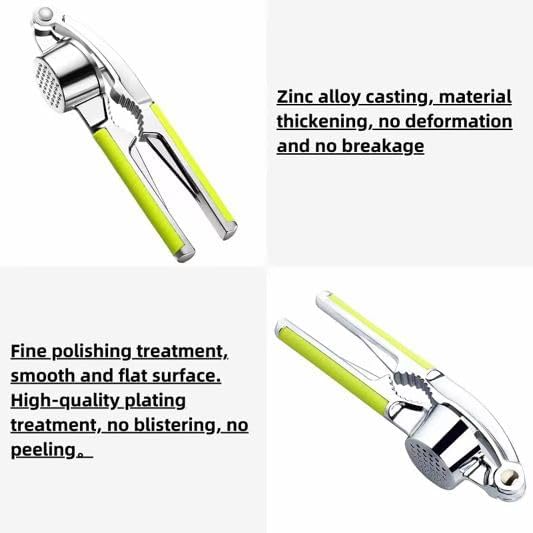 Garlic Press, Stainless Steel with Yellow Handles, Manual Kitchen Tool