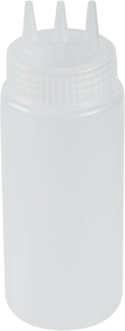 Restaurantware Plastic Squeeze Bottle 20 oz Refillable Condiment Bottle Large Valve Dishwashable Yellow Inverted Sauce Dispenser For Thick Condiments, Dressings, Batter, Sour Cream, And Syrups